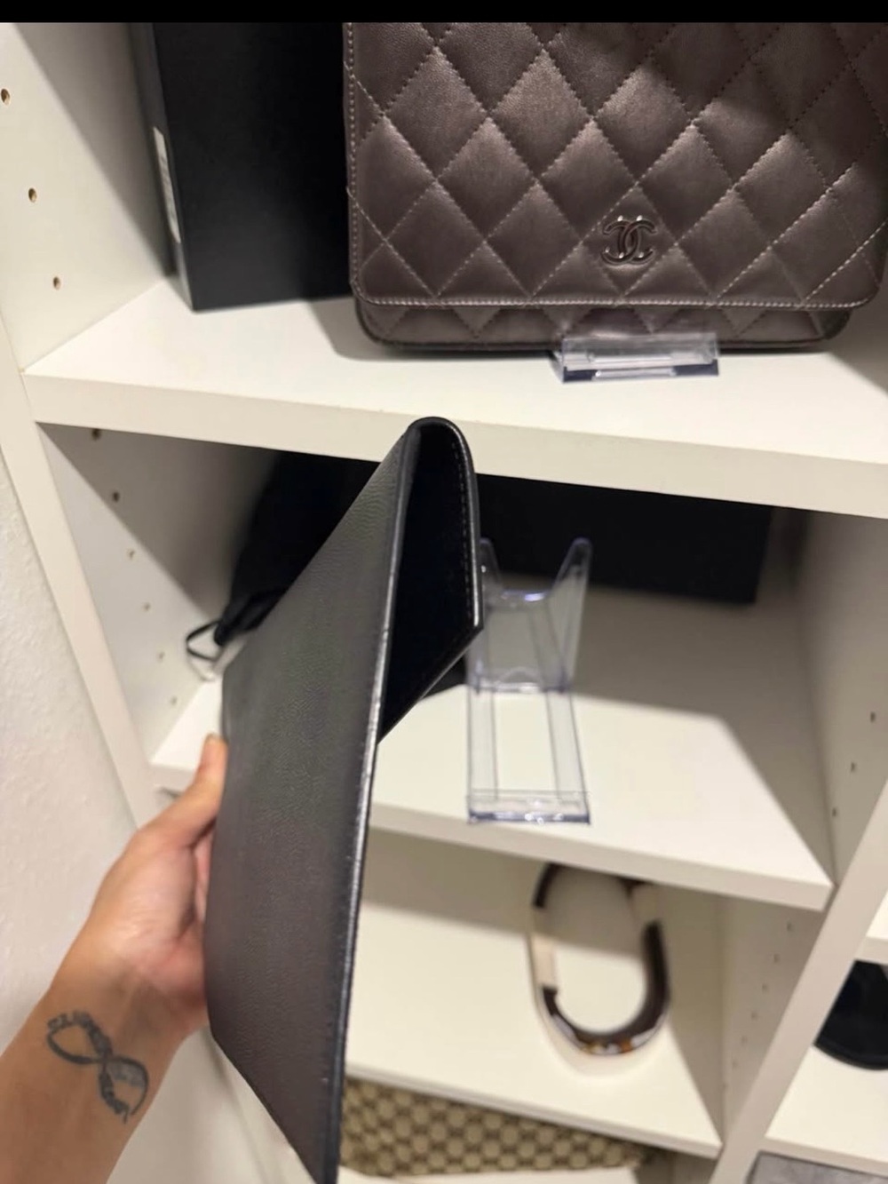 Yves Saint Laurent Black Leather Slim Envelope Clutch